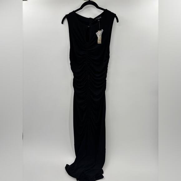 J. Crew Ruched Center Seam Dress in Matte Jersey in Black - Picture 6 of 9